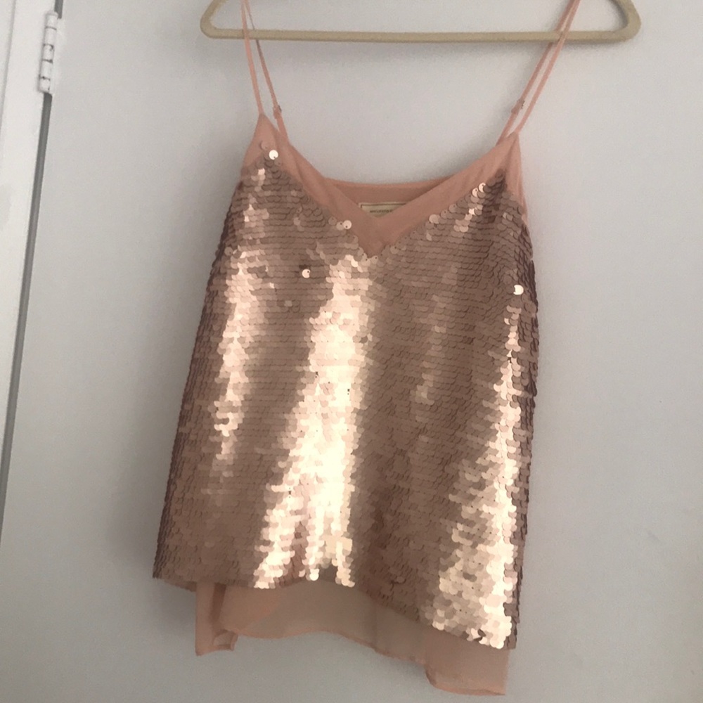 Anthropologie Pink Sequin Top